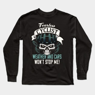 Fearless Cyclist Skull Biker Long Sleeve T-Shirt